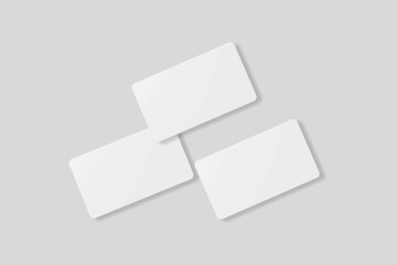 Floating blank business card for mockup. 3D Render.