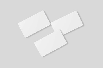 Floating blank business card for mockup. 3D Render.