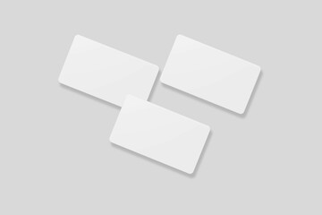 Floating blank business card for mockup. 3D Render.