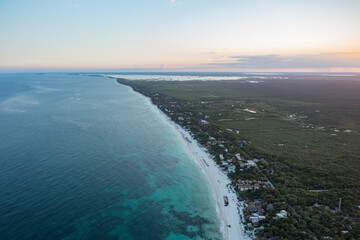 beautiful beaches of Tulum seen from above, Quintana Roo, Mexico