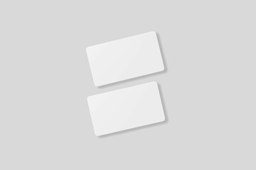 Floating blank business card for mockup. 3D Render.