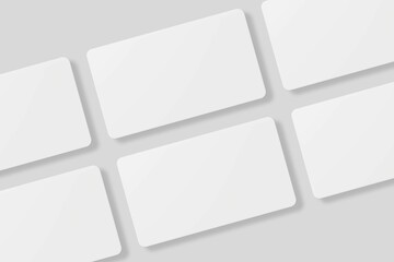 Floating blank business card for mockup. 3D Render.