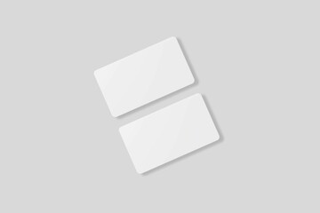 Floating blank business card for mockup. 3D Render.