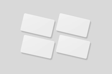 Floating blank business card for mockup. 3D Render.