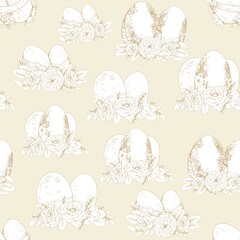 Happy Easter seamless pattern background. Vector illustration.