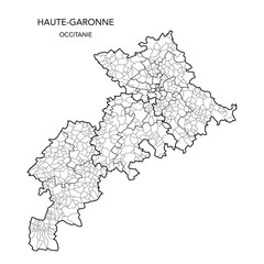 Map of the Geopolitical Subdivisions of The Département De La Haute-Garonne Including Arrondissements, Cantons and Municipalities as of 2022 - Occitanie - France