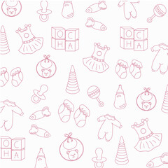 Children's pink patern for children's underwear, for children's bedding, towels, bibs, toys, as a children's background.