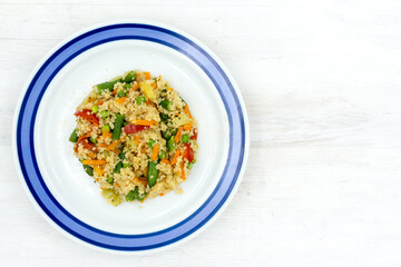Couscous with vegetables and seasonings, prepared from a frozen mixture
