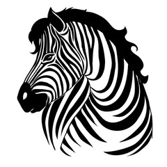 Fototapeta na wymiar African zebra running side view outline striped silhouette animal design flat vector illustration