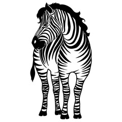 African zebra running side view outline striped silhouette animal design flat vector illustration