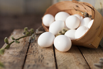 White eggs with willow twigs , Easter