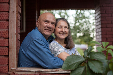 Fototapeta premium Portrait of caucasian senior couple in park