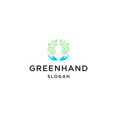Green hand logo design vector icon template