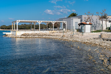 Fototapeta na wymiar Off saison on the coast in Petrcane near Zadar in the dalmatian region in Croatia.