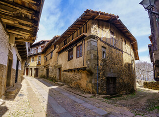 Typical old houses of the medieval mountain village of La Alberca, Salamanca, Spain.
