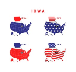 Iowa map with usa flag design illustration vector eps format , suitable for your design needs, logo, illustration, animation, etc.