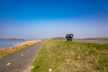 Big black motorbike on a country asphalt road
