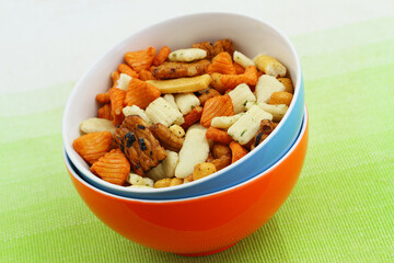 Traditional Tokyo mix in plastic bowl
