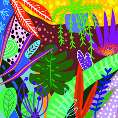 Colorful abstract background  hand drawn floral. flower. leaves vector illustration.