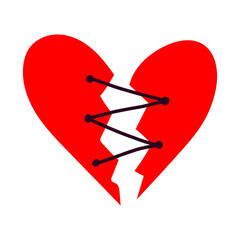 Sewn torn heart illustration