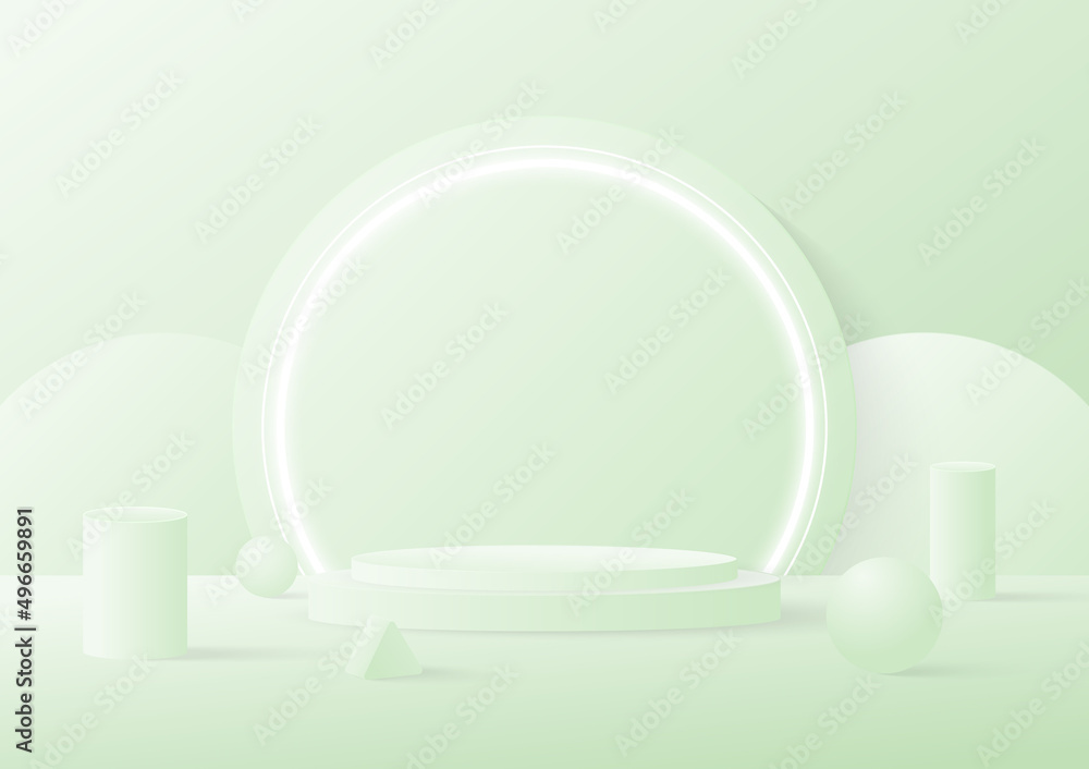 Poster abstract minimal stage showcase platform of gradient green.