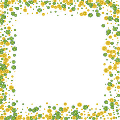 Green Lemon Background White Vector. Lime Design Illustration. Juicy Drawing Fruit. Yellow Fly Decoration.