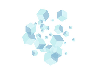 Blue-gray Polygon Background White Vector. Square Web Illustration. Gray Cubic Explosion Card. Minecraft Template. White Spatial Box.