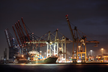 Hamburg Harbor by Night