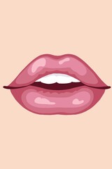 Draw lip pink color with skin nude background, concept beauty, skin, needle, draw, skincare, treatments, Botox, right, face, cosmetics, clinic, people mouth
