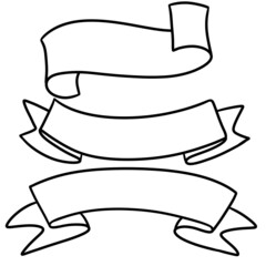 Monochrome illustration, banners made of ribbons with an empty space for inserting text