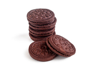 Round chocolate sandwich cookies with buttercream