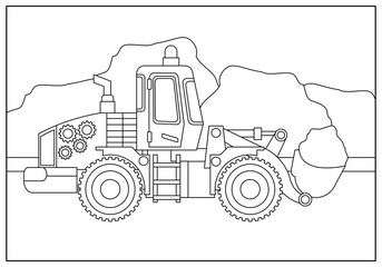 
tractor in the field. coloring. educational game for children.