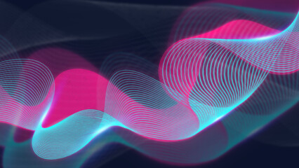 Abstract wave and dots technology background with light, Network connection structure concept.