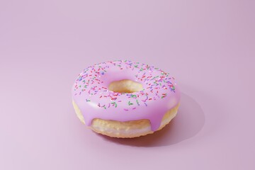 3d render of glazed donut with sweet sprinkle