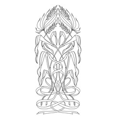 Hand drawn vertical pattern with bow and ears of corn isolate on white