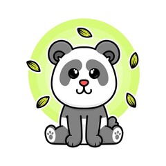 happy panda smile adorable cartoon doodle vector illustration flat design style	