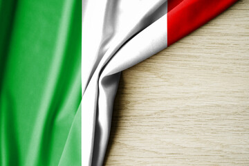 Italy flag. Fabric pattern flag of Italy. 3d illustration. with back space for text.