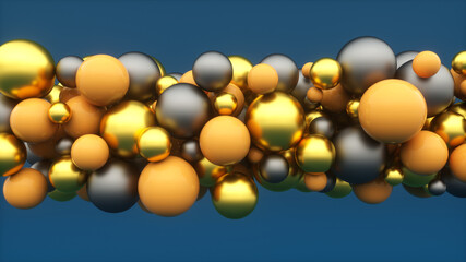 3d render. Abstract of spheres of different colors and sizes