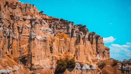 Fototapeta premium Kula Fairy Chimneys, Kula Geopark at location Manisa, Turkey. Kula Volcanic Geopark, also known as Kuladoccia (Kuladokya).