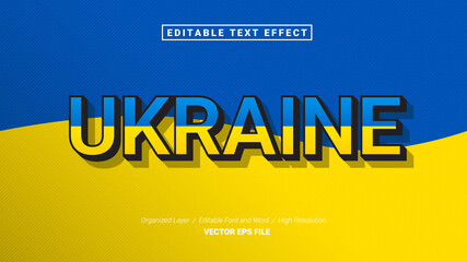 Editable Ukraine Font Typography Template Text Effect Style Lettering Vector Illustration Logo
