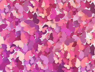Beautiful pink pattern with many butterflies. Spring concept.