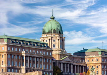 Obraz premium Royal palace of Buda dome on Castle hill, Budapest, Hungary