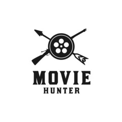Film Reel With Arrow And Gun for Wildlife Film Production logo design
