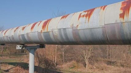 Rusty Industrial Pipeline at Heat and Gas Distribution Junction Control Station