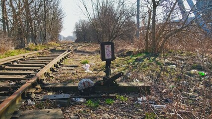 Abandoned Railway Track Junction Switch with Mechanical Signalling Point Indicator