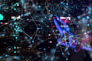 Fototapeta na wymiar Neural network 3D illustration. Big data and cybersecurity