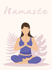 Fototapeta na wymiar Lotus yoga position. Yoga namaste banner. Vector illustration