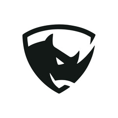 Rhino head and shield company logo design