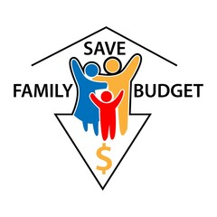 Concept of save family budget.  Vector Illustration on white background.
