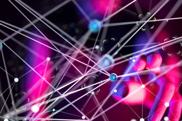 Global network. Blockchain. 3D illustration. Neural networks and artificial intelligence. Abstract